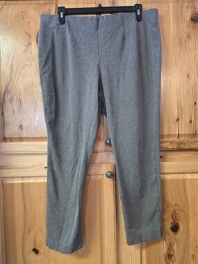 Basic Editions Womens 1X Gray Dress Pants Casual Elastic Waist F9